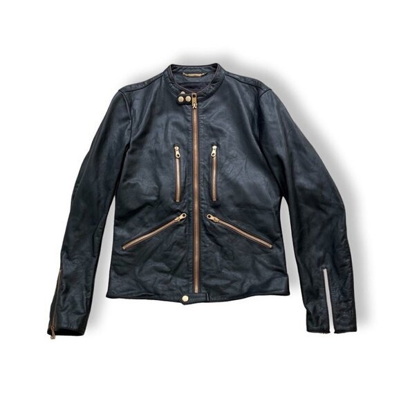 Dolce & Gabbana mens black bull leather jacket size 46